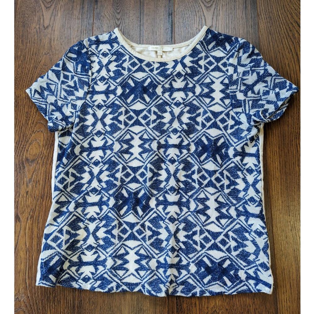 Maje Blue Embroidered Short Sleeve 1